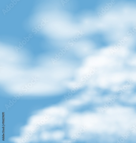 Landscape atmosphere fluffy white clouds blue sky