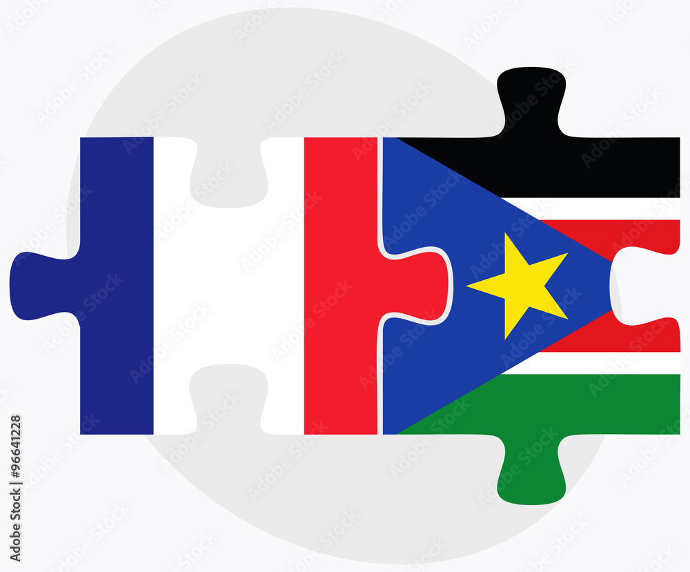 France and South Sudan Flags Adobe Stock