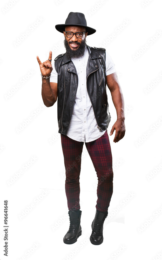 cool black man doing a rock gesture cool black man doing a rock gesture