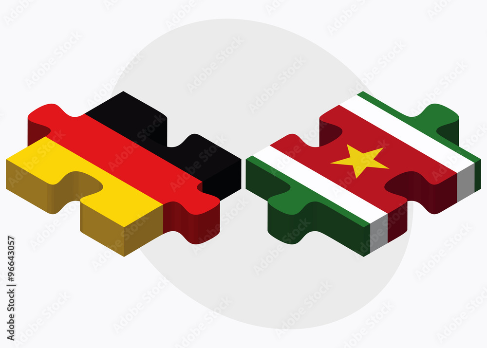 Obraz premium Germany and Suriname Flags