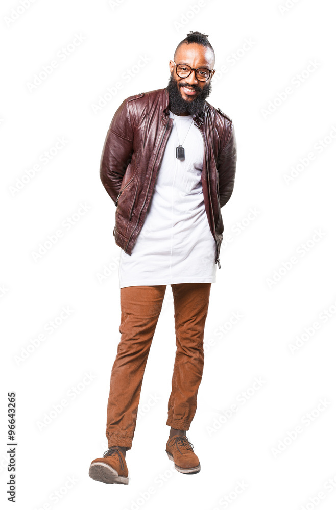 Fototapeta premium black man standing over white