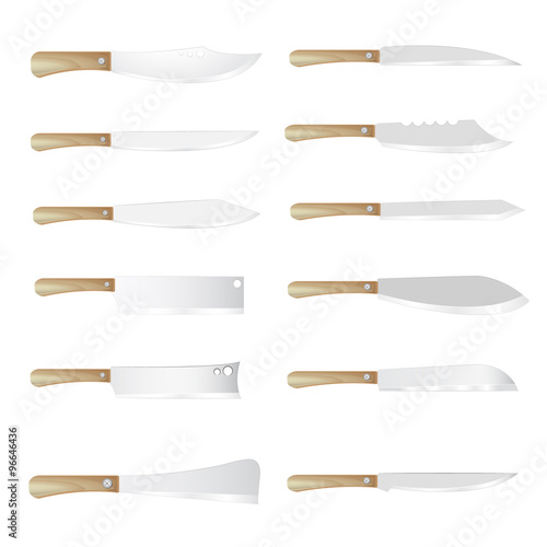 Set of four vector kitchen knives