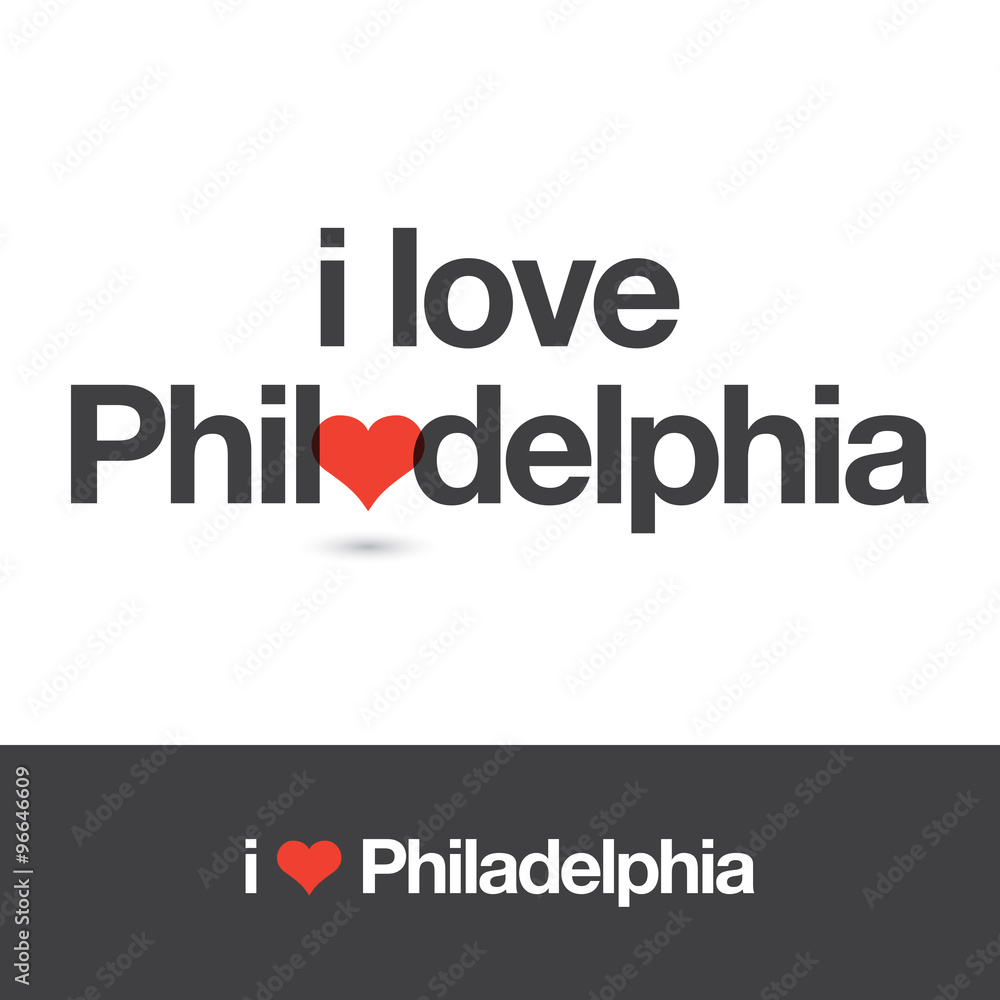 I love Philadelphia. City of United States of America. Editable logo vector design. 