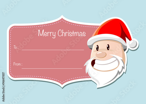 Christmas Label With Santa Claus Face