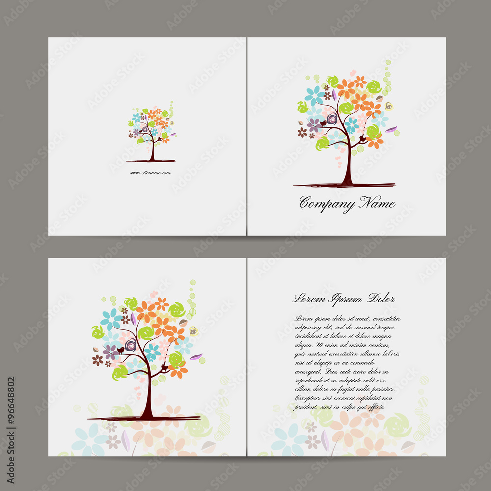 Greeting card with floral tree