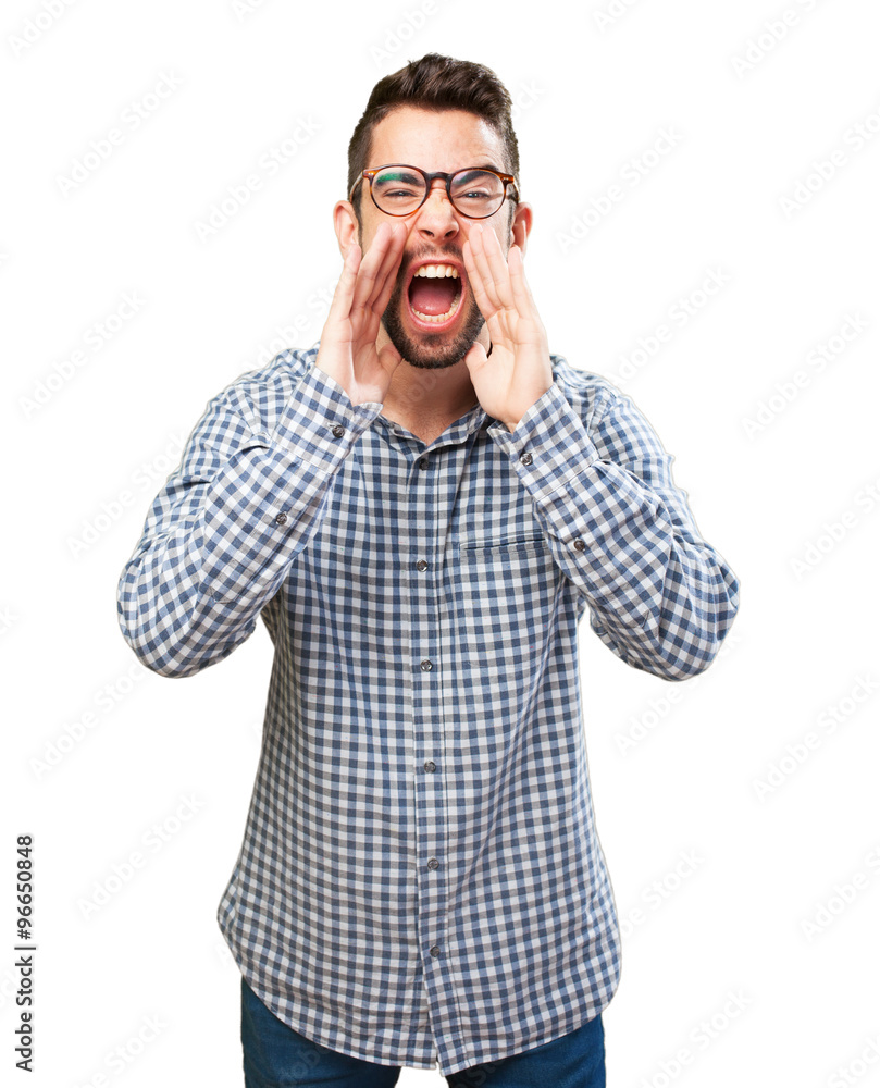 student man shouting student man shouting