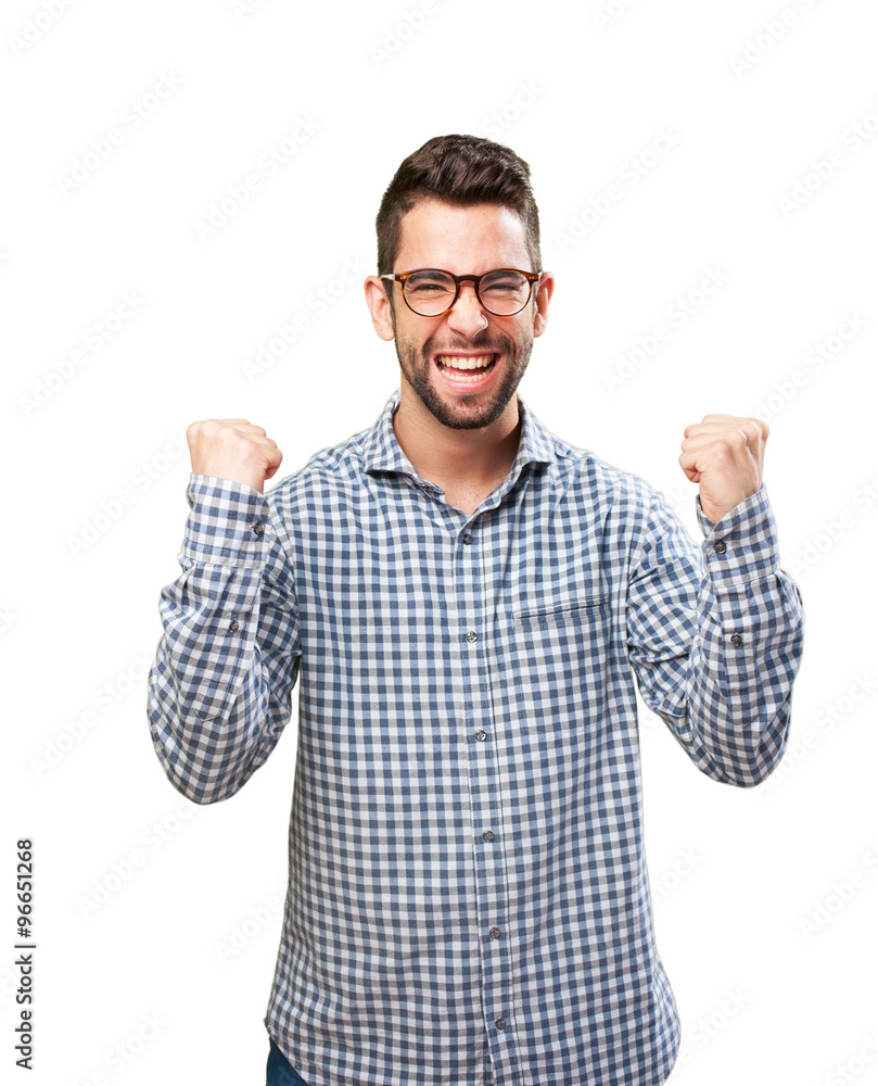 young man winning young man winning