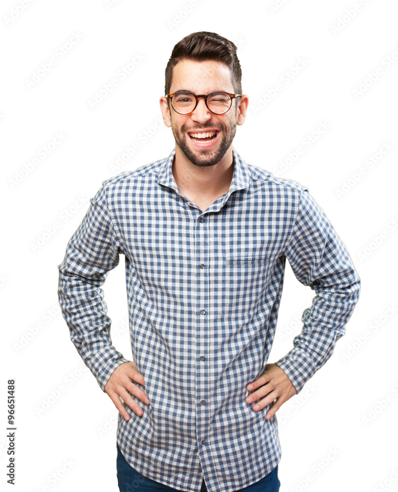young man winking eye young man winking eye