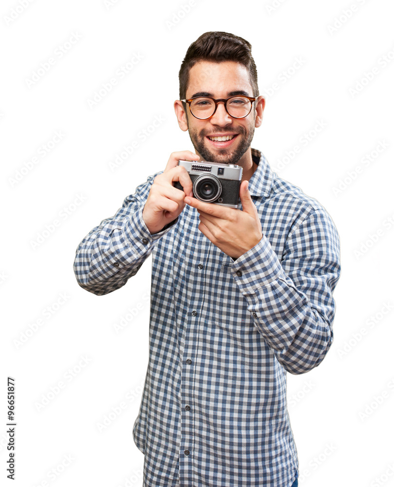 happy man taking photos happy man taking photos