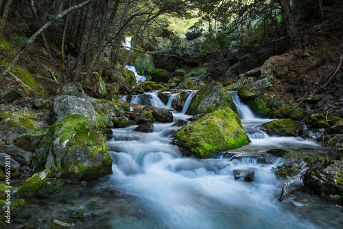 beautiful waterfall in beech forest © naruedom