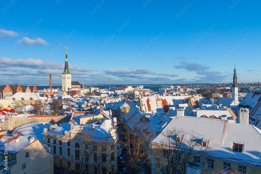 Tallinn winter city panoramic landscape