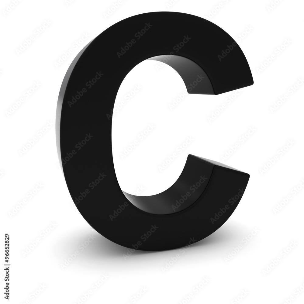 Black 3D Uppercase Letter C Isolated on white with shadows Black 3D Uppercase Letter C Isolated on white with shadows