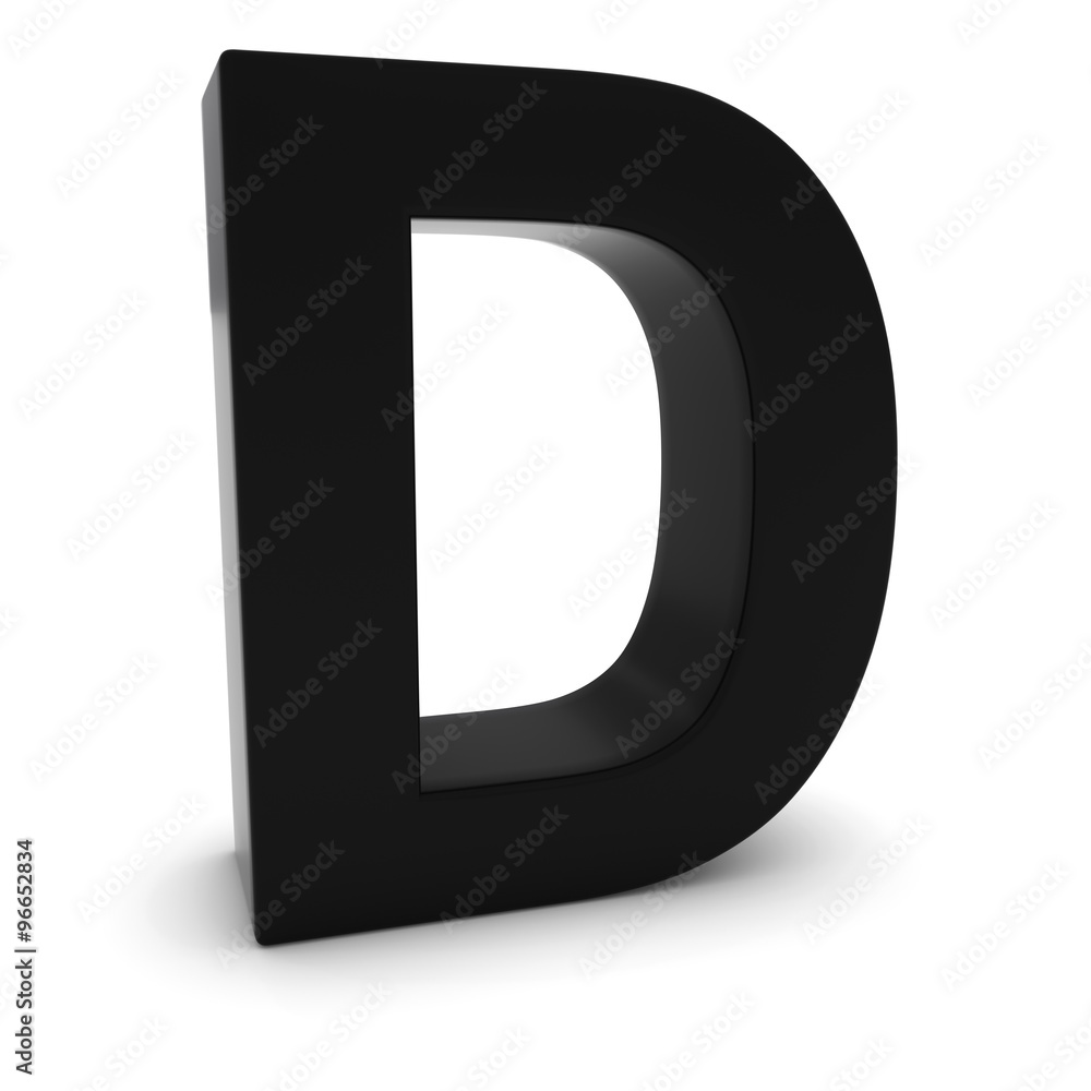 Black 3D Uppercase Letter D Isolated on white with shadows Black 3D Uppercase Letter D Isolated on white with shadows