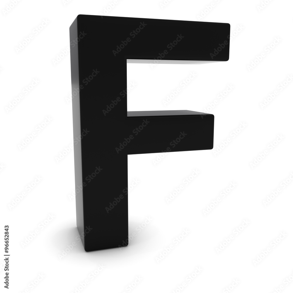 Black 3D Uppercase Letter F Isolated on white with shadows Black 3D Uppercase Letter F Isolated on white with shadows