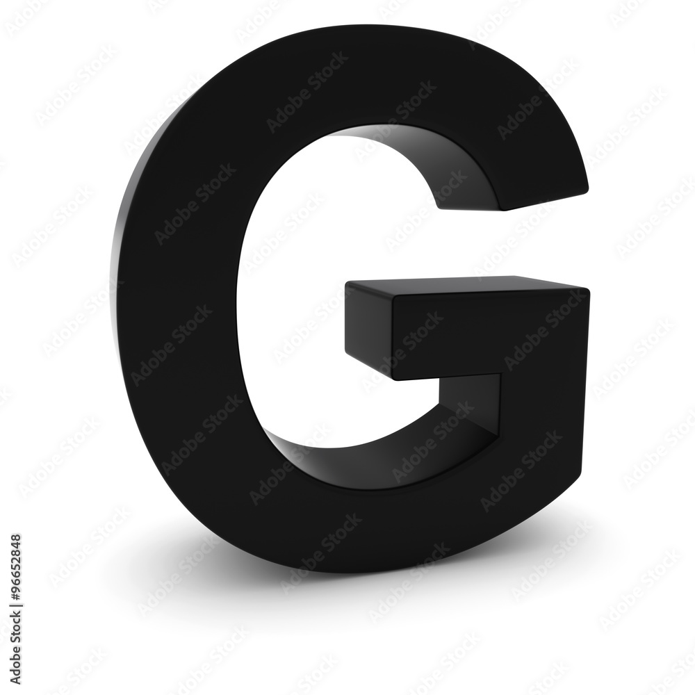Black 3D Uppercase Letter G Isolated on white with shadows Black 3D Uppercase Letter G Isolated on white with shadows