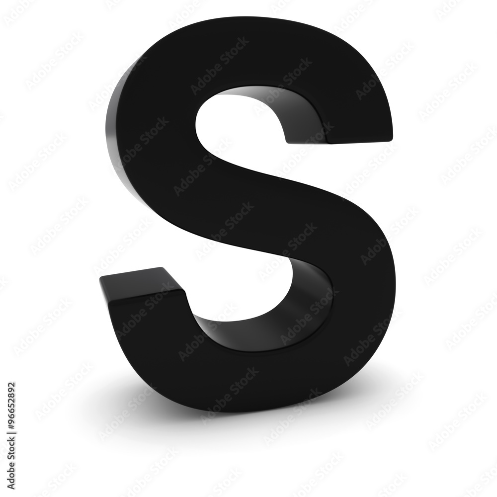 Black 3D Uppercase Letter S Isolated on white with shadows Black 3D Uppercase Letter S Isolated on white with shadows