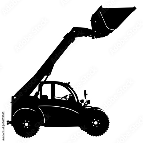 Silhouette of a heavy loaders with  ladle. Vector illustration