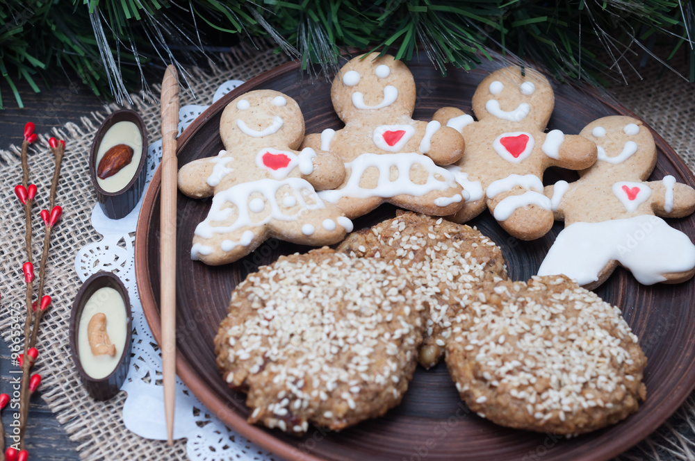 natural biscuits wholemeal and cookies in the shape of a little