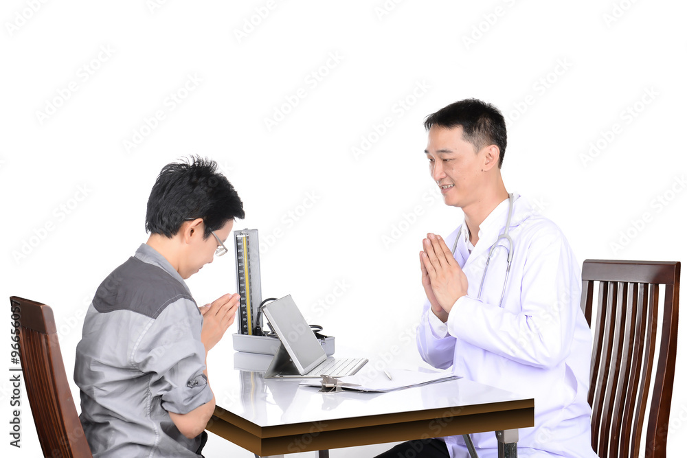 Doctor checking patient in the examination room. Doctor checking patient in the examination room.