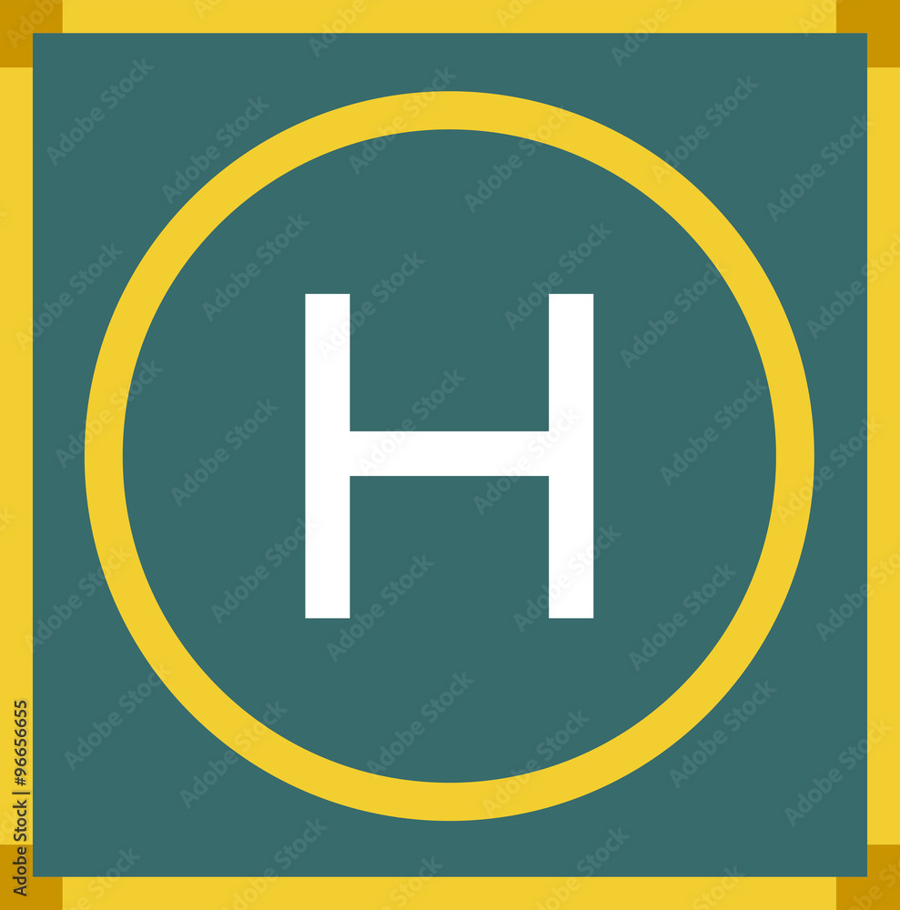 Fototapeta premium Helipad with yellow frame