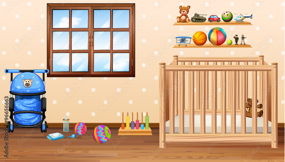 Obraz premium Baby room with cod and toys