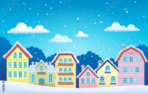 Stylized town in winter