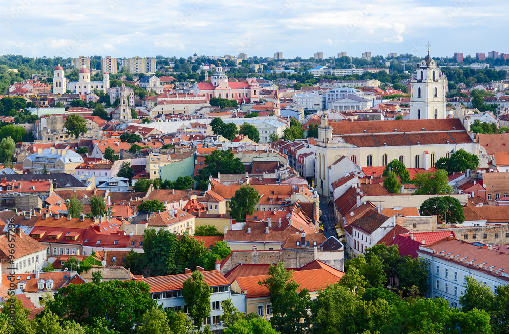 Vilnius, panoramic view of  Old Town from tower of Gediminas