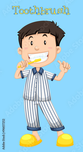 Little boy brushing his teeth