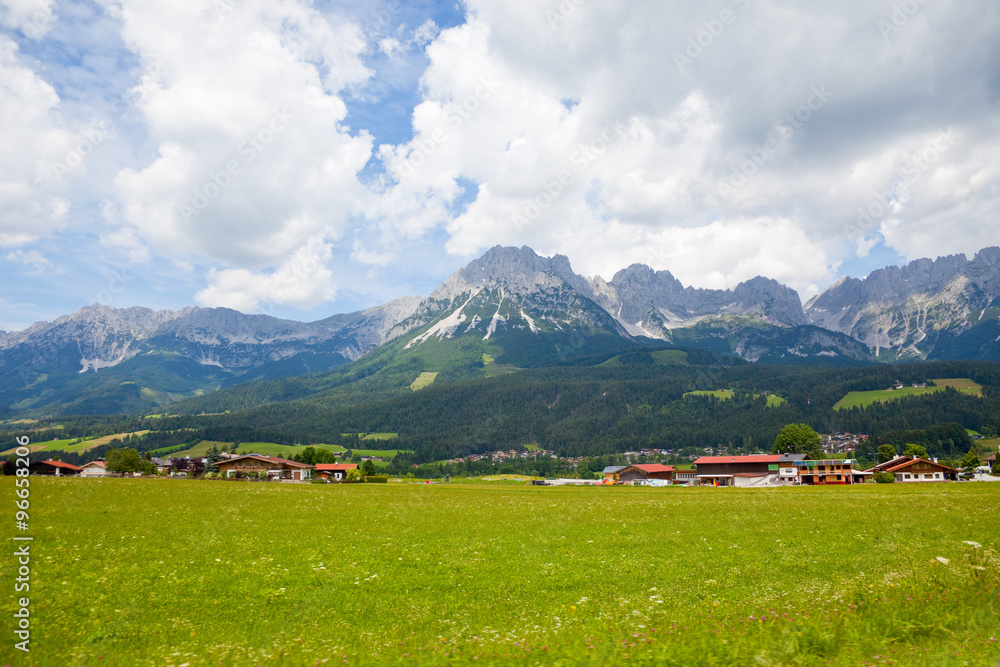 Landscape view from Austrian mountain Wilder Kaiser
