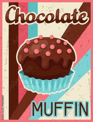 Poster with chocolate bar in retro style