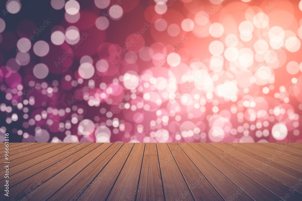 Perspective wood and bokeh light background Perspective wood and bokeh light background
