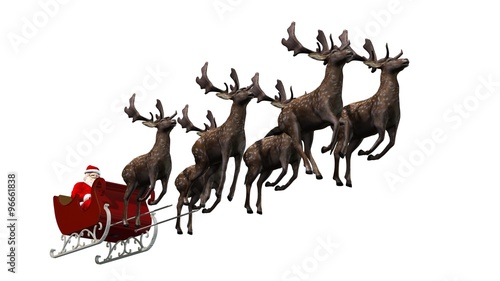 Fototapeta Naklejka Na Ścianę i Meble -  Santa Claus with sleigh and reindeer 