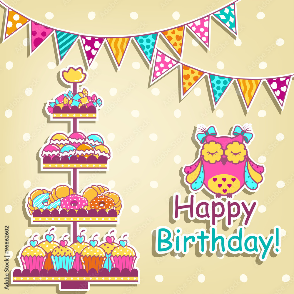 Set for a birthday on a white background Set for a birthday on a white background