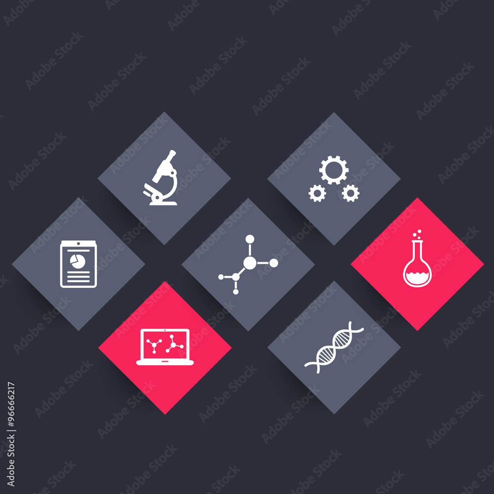 Science, research, laboratory, study rhombic icons, vector illustration Science, research, laboratory, study rhombic icons, vector illustration