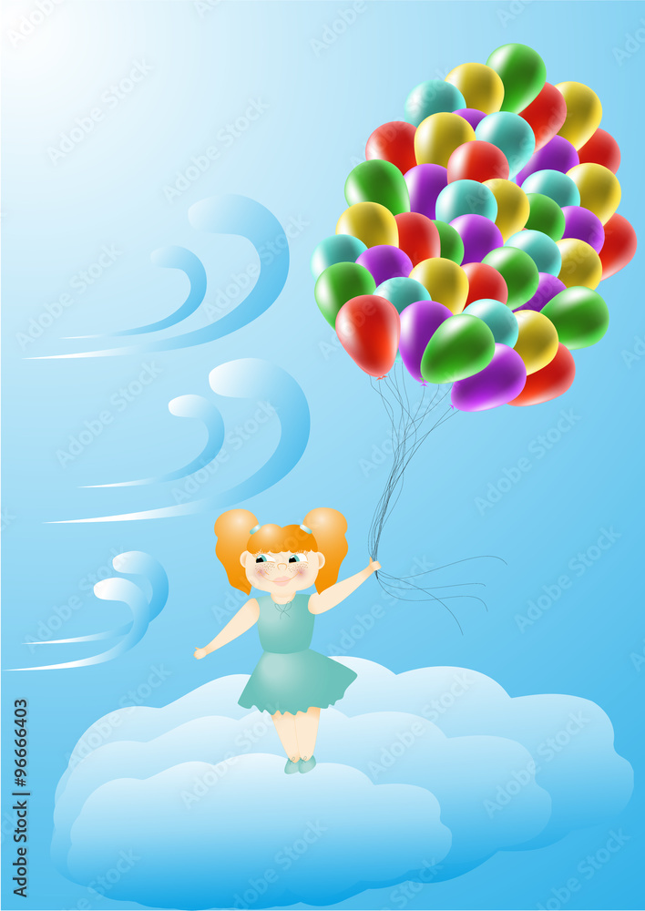 Obraz premium girl with balloons