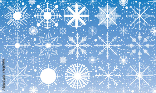 The white snowflake on blue background.