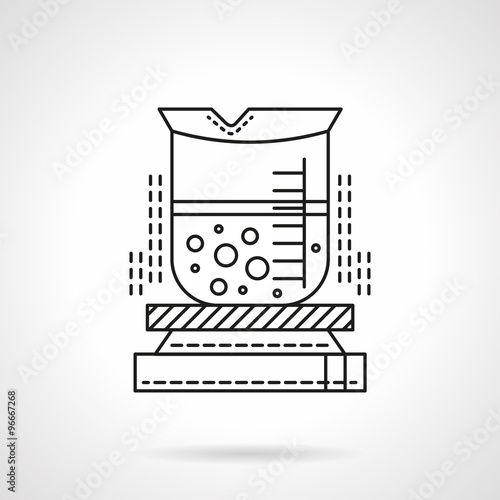Heated beaker flat line vector icon.