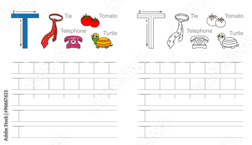 Tracing worksheet for letter T