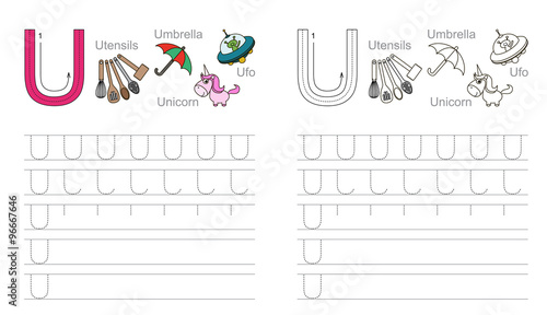 Tracing worksheet for letter U