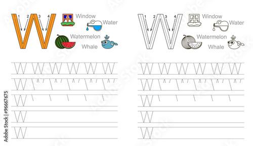 Tracing worksheet for letter W
