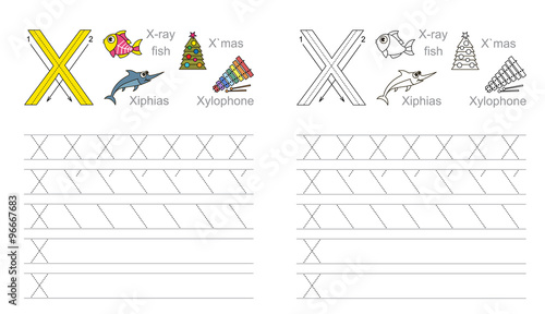 Tracing worksheet for letter X