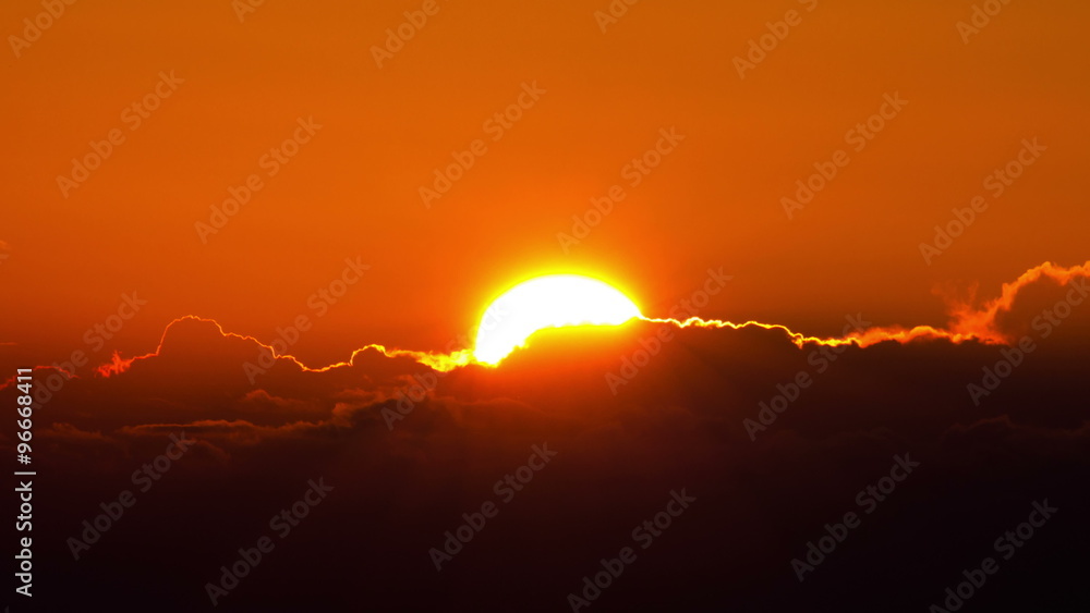 4K sunrise timelapse close up over horizon mountain clouds