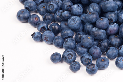 Group of blueberries on white background