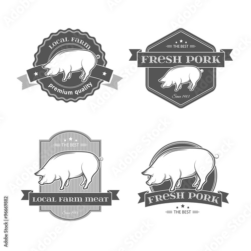 Pork labels vector