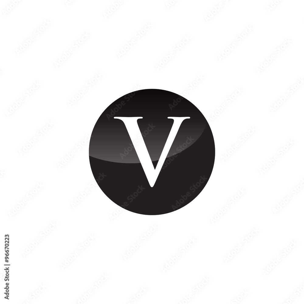 Simple Initial Logo Black and White Circle V Simple Initial Logo Black and White Circle V