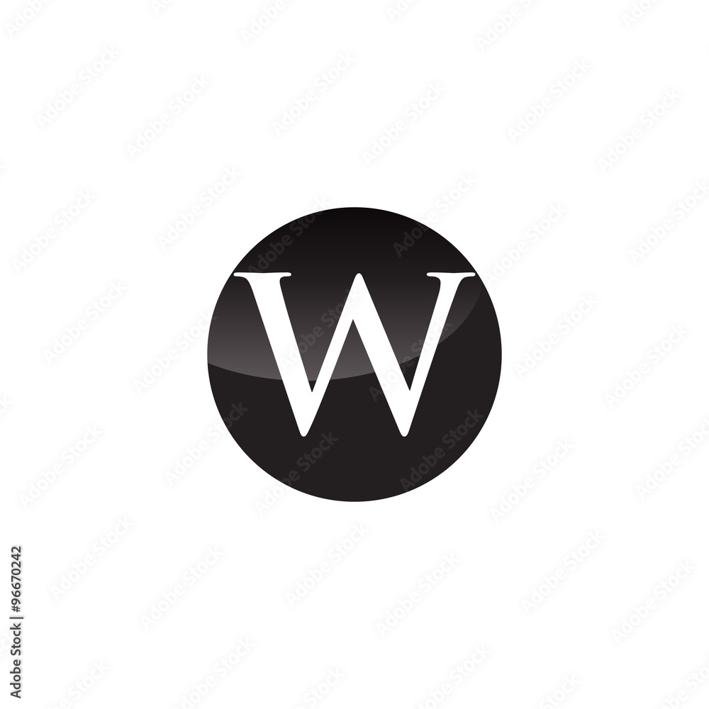 Simple Initial Logo Black and White Circle W Simple Initial Logo Black and White Circle W