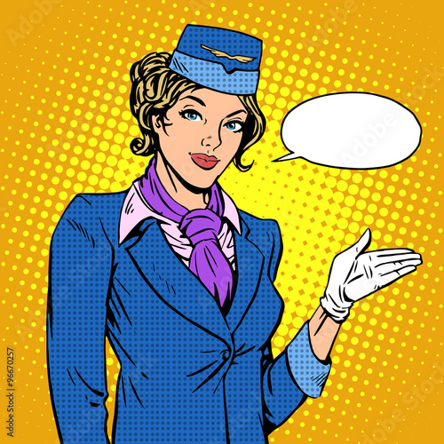 Stewardess airline invites you to Board