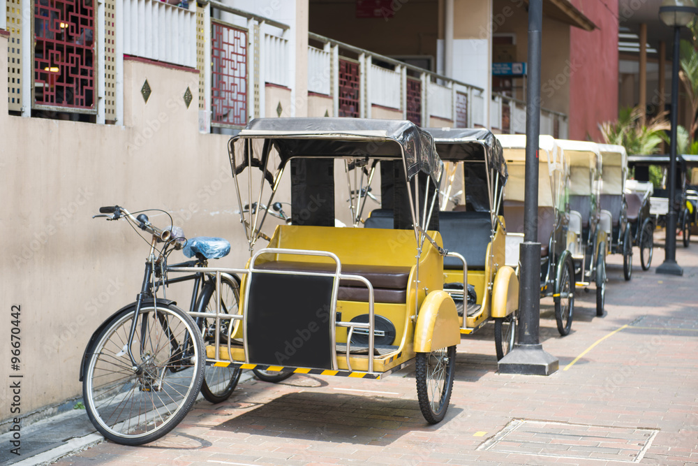 Pedicab service for travel in Singapore town