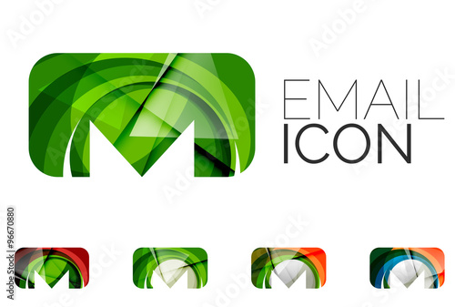 Set of abstract email icon, business logotype concepts, clean modern geometric design