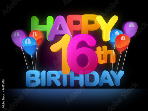 Wall Mural Happy 16th Birthday Title dark